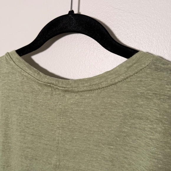 100% Linen Knit V-Neck Tee by Tahari- Plus Size 1X- Sage Green Minimalist Staple - Picture 11 of 12